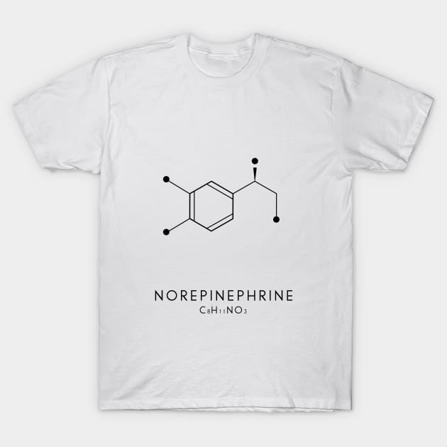 Norepinephrine Molecular Structure - White T-Shirt by typelab